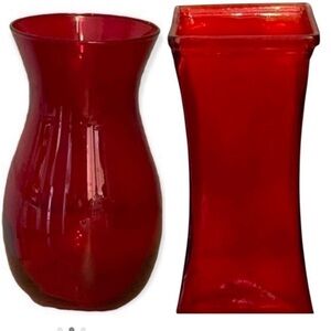 Elegant Red Glass Vase Set